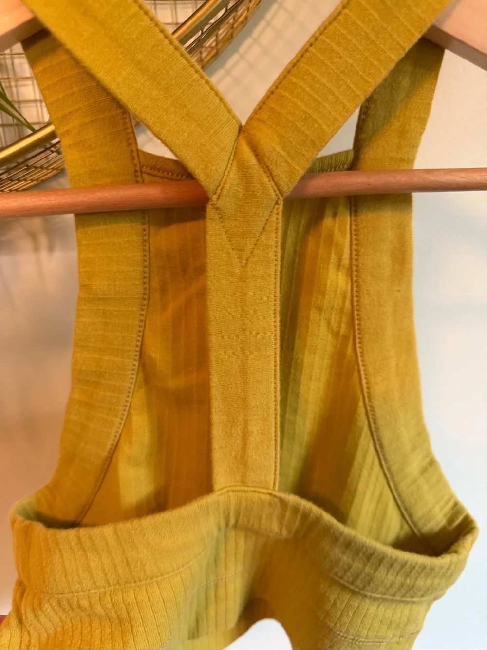 Ribbed Crossback Crop Tank - Chartreuse